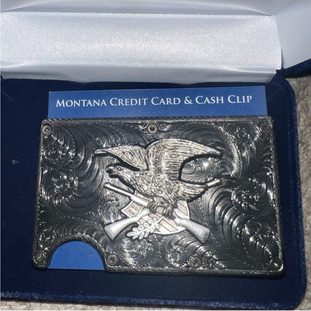 Montana Silversmiths Credit Card & Cash Clip with NRA Eagle Design